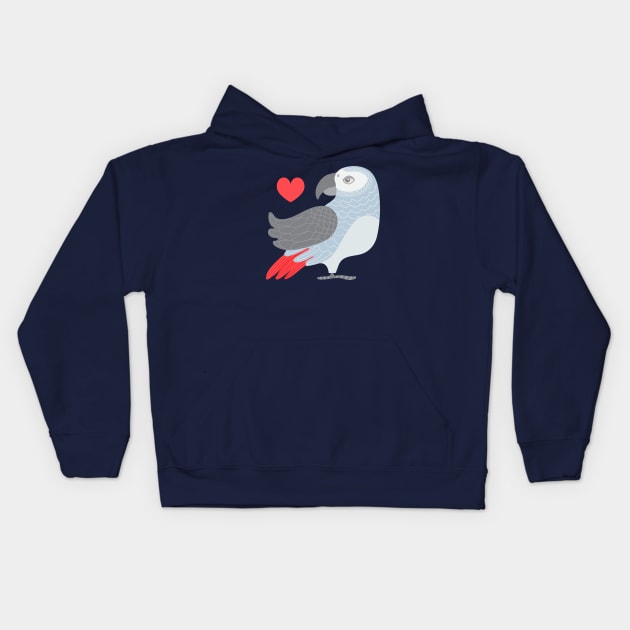 PARROT LOVE Tropical Bird with Heart - UnBlink Studio by Jackie Tahara Kids Hoodie by UnBlink Studio by Jackie Tahara